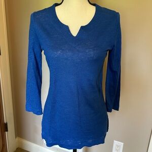 Kettlewell Linen Notch Neck 3/4 sleeve top, XS